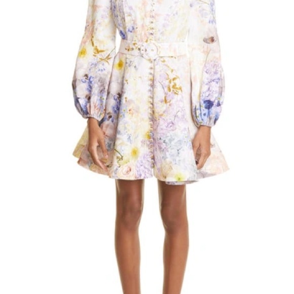 Zimmermann Rhythmic Floral Buttoned linen mini dress US 4 AU 0 - Picture 2 of 7